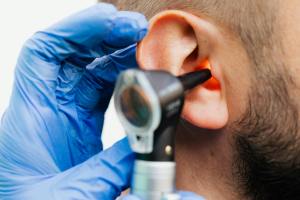 a patient having ear examination